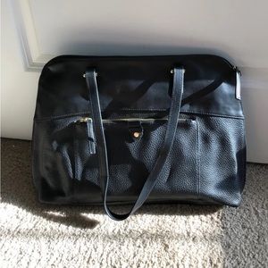 Black leather laptop bag
